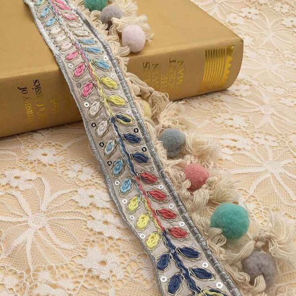 Embroidered Jacquard Ethnic Cotton Lace Fringe Tassel Trim 5 Yards