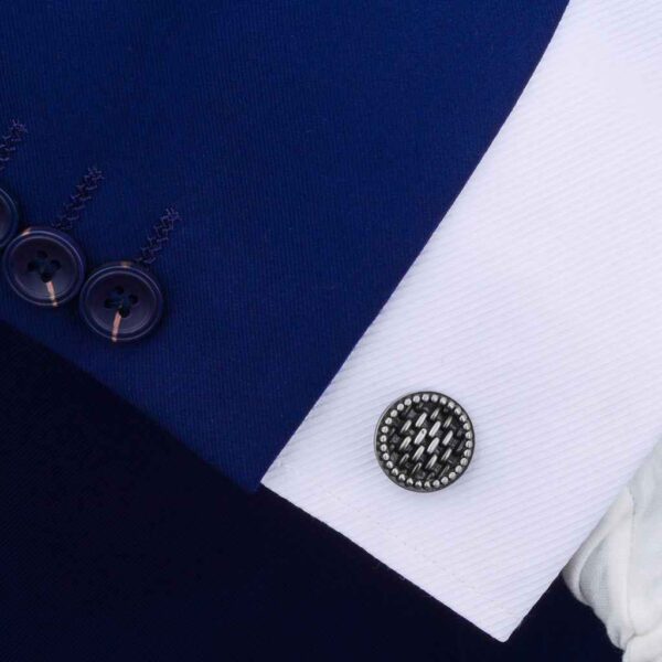 18mm Round Vintage Cufflinks – Antique Silver for Men
