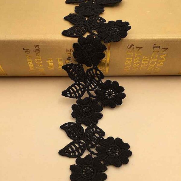 5.5cm Milk Fiber Water-Soluble Floral Embroidered Lace Trim – 10 Yards