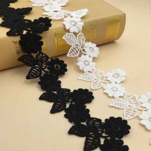5.5cm Milk Fiber Water-Soluble Floral Embroidered Lace Trim – 10 Yards