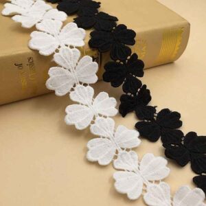 4.3cm Milk Fiber Water-Soluble Floral Embroidered Lace Trim – 10 Yards