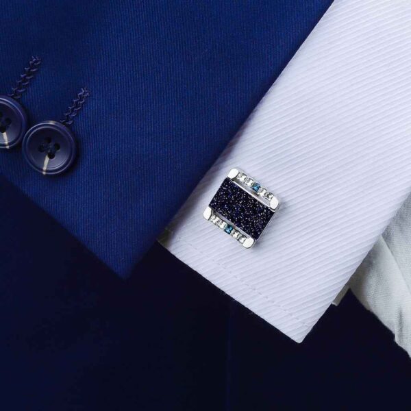 Luxury Square Blue Sandstone Cufflinks