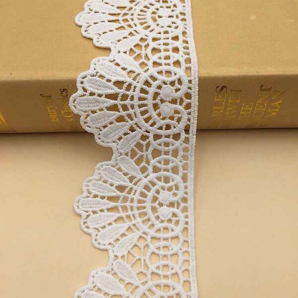 6cm White Black Milk Silk Wave Embroidery Lace Trim – 10 Yards