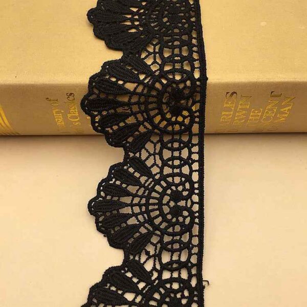 6cm White Black Milk Silk Wave Embroidery Lace Trim – 10 Yards