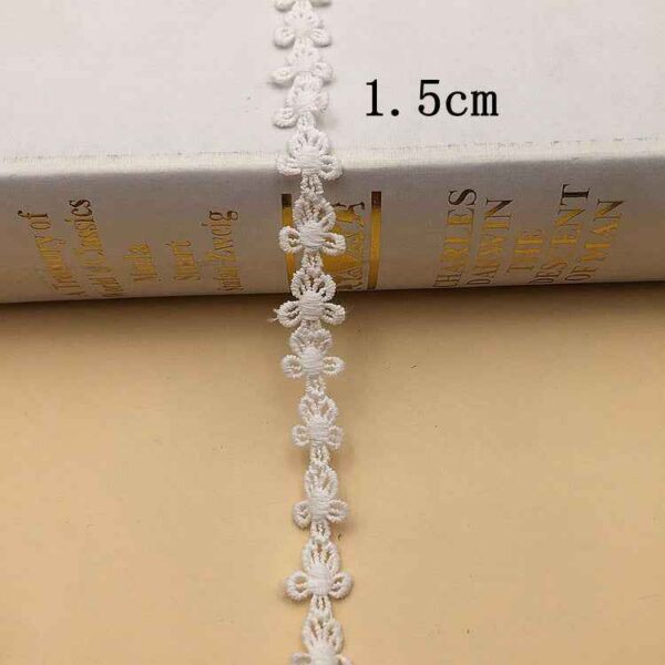 1.5-4cm White Cotton Floral Embroidered Lace Trim 10 Yards