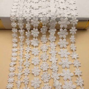 1.5-4cm White Cotton Floral Embroidered Lace Trim 10 Yards