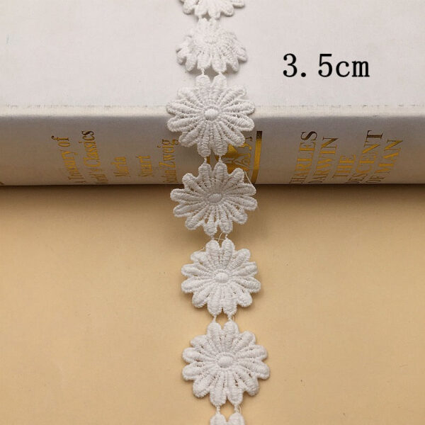 1.5-4cm White Cotton Floral Embroidered Lace Trim 10 Yards - Image 14
