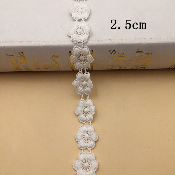 1.5-4cm White Cotton Floral Embroidered Lace Trim 10 Yards - Image 16