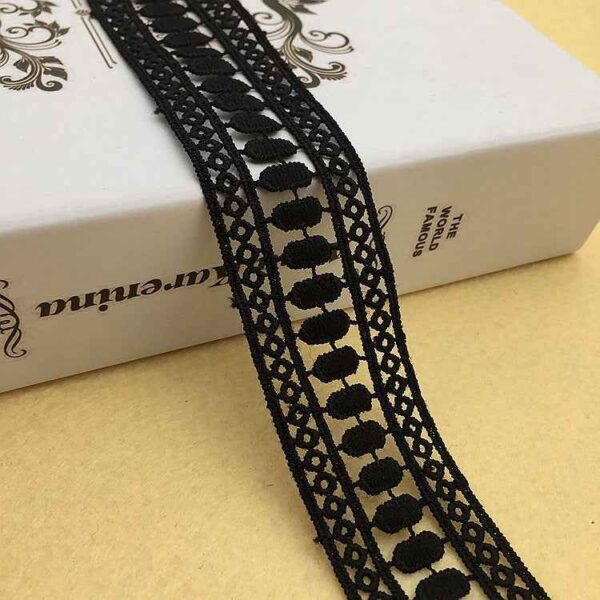 4cm Black White Milk Fiber Embroidered Lace Trim 15 Yards
