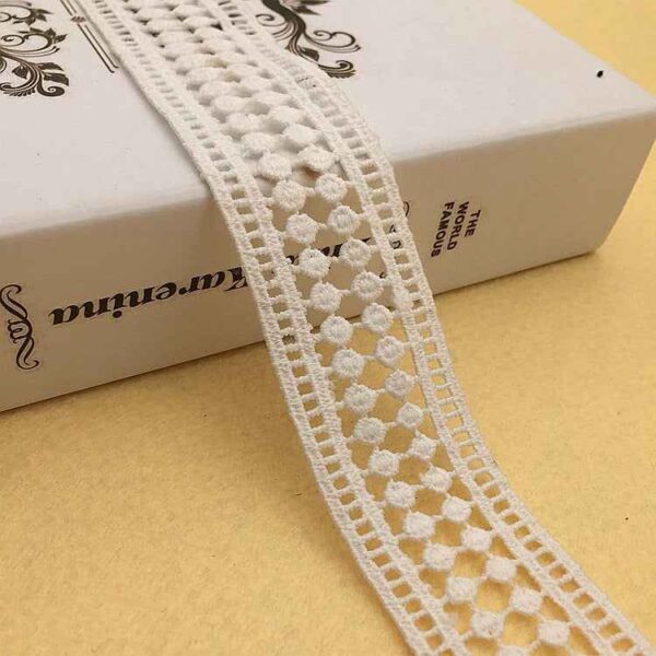 4cm Black White Milk Fiber Embroidered Lace Trim 15 Yards