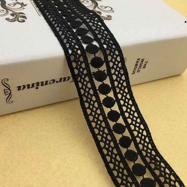 4cm Black White Milk Fiber Embroidered Lace Trim 15 Yards