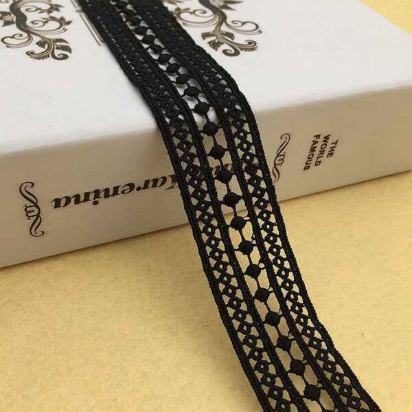 4cm Black White Milk Fiber Embroidered Lace Trim 15 Yards