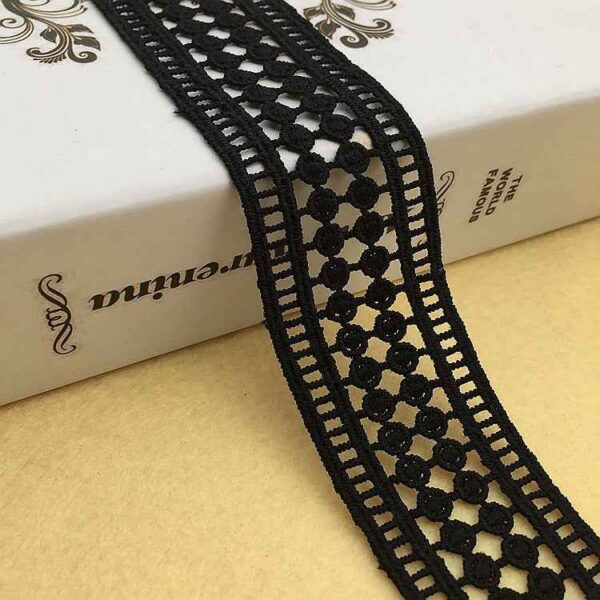 4cm Black White Milk Fiber Embroidered Lace Trim 15 Yards