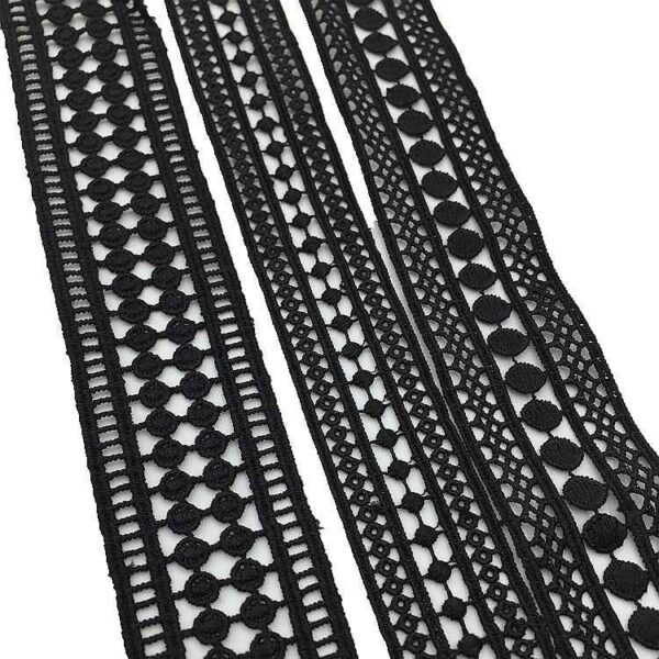4cm Black White Milk Fiber Embroidered Lace Trim 15 Yards