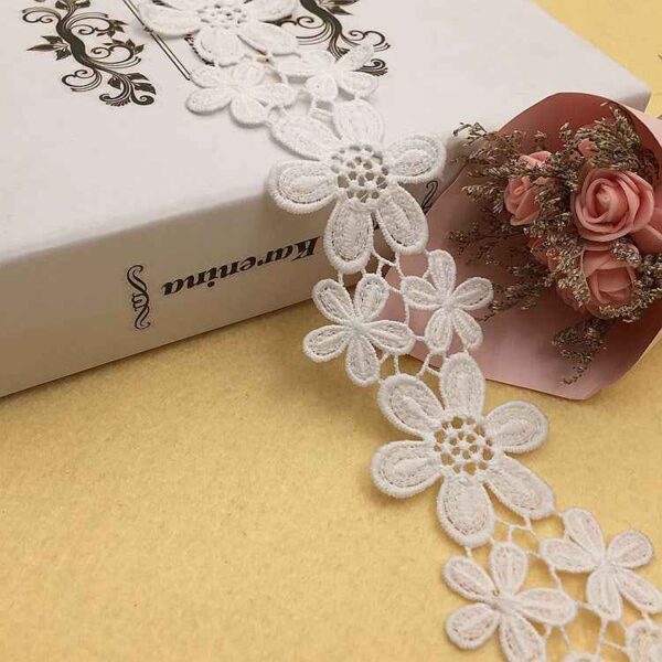 5.5cm Black White Milk Fiber Flower Embroidered Lace Trim 10 Yards