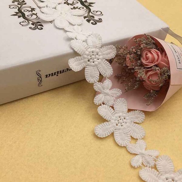 5.5cm Black White Milk Fiber Flower Embroidered Lace Trim 10 Yards