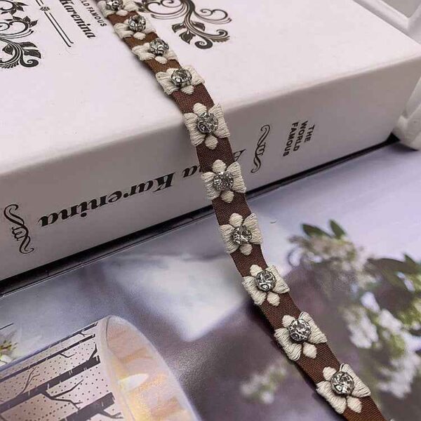 1.5cm Ethnic Jacquard Lace Trim with Glass Beads – 40 Yards