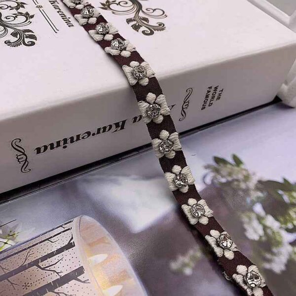 1.5cm Ethnic Jacquard Lace Trim with Glass Beads – 40 Yards