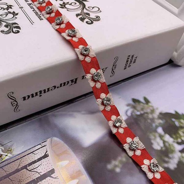 1.5cm Ethnic Jacquard Lace Trim with Glass Beads – 40 Yards