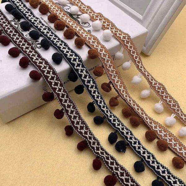 1.5cm Pom-Pom Trim for Clothing & Home Décor – 10 Yards
