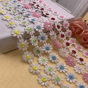 2.5CM Daisy Petal Polyester Lace Trim 15 Yards Floral DIY Craft Ribbon
