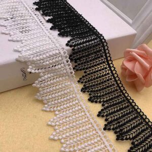 5.5cm Milk Silk Water-Soluble Leaf Embroidery Lace Trim – 10 Yards