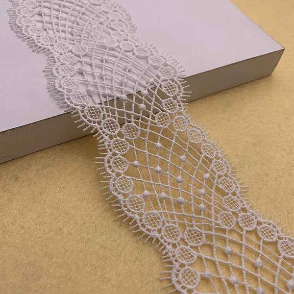 6.5cm Milk Fiber Wave Double-Side Mesh Lace Trim – 10 Yards