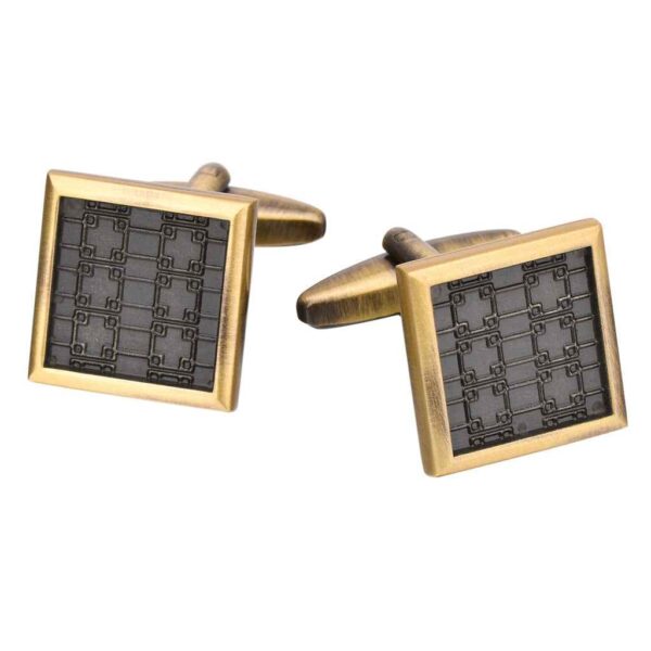Antique Bronze Square Cufflinks – Vintage Engraved for Men