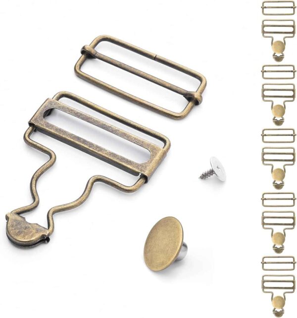 12 Sets Metal Overalls Buckles Buttons for Jeans Suspender