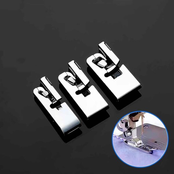 3 Pieces Narrow Rolled Hem Presser Foot Set (3mm, 4mm, 6mm)
