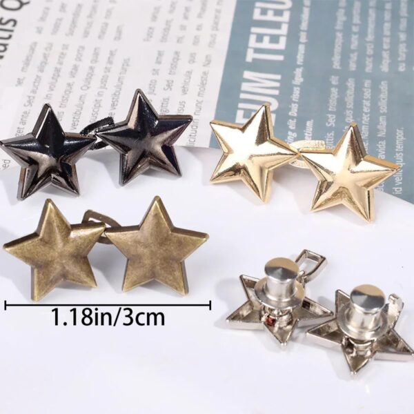12 Set Star Adjustable No Sewing Required Stud Buttons - Image 3