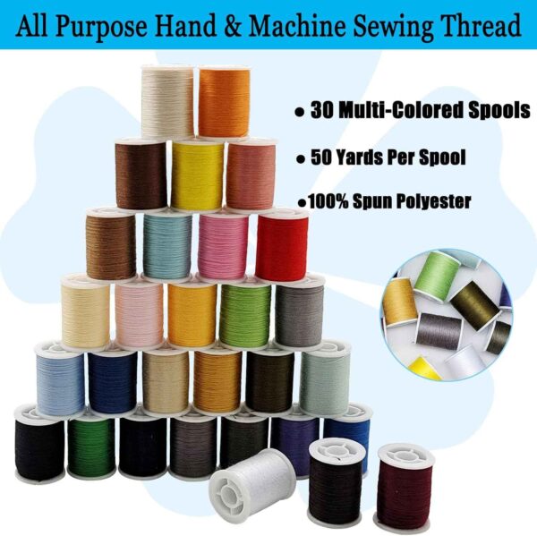 Polyester Sewing Thread Set - 30 Assorted Colors, 50 Yards