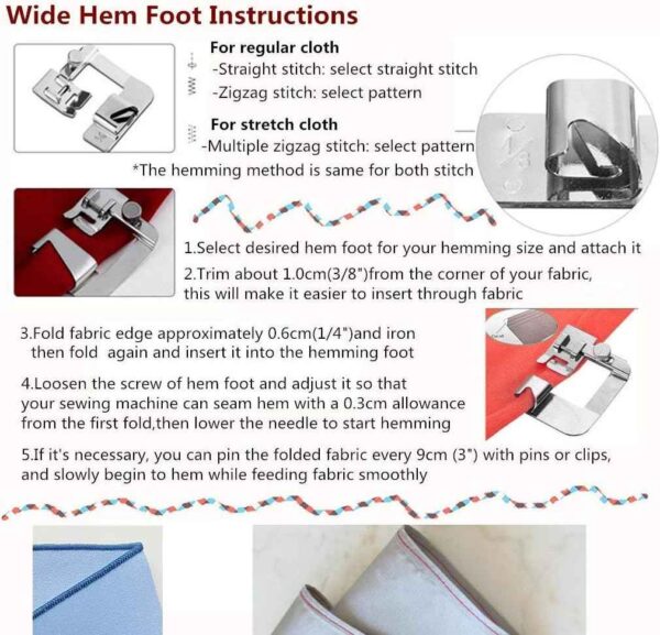 6Pcs Hemmer Foot Sewing Machine Presser Foot