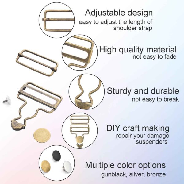 12 Sets Metal Overalls Buckles Buttons for Jeans Suspender