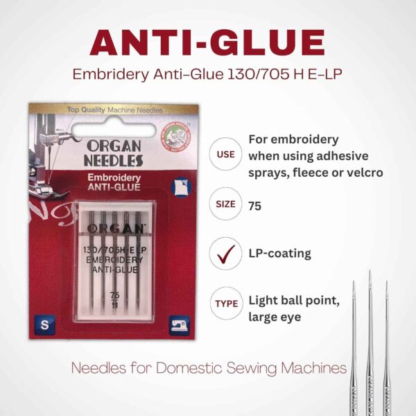 10PCS Organ Anti-Glue Sewing Machine Needles Non-Stick 75/11 Size