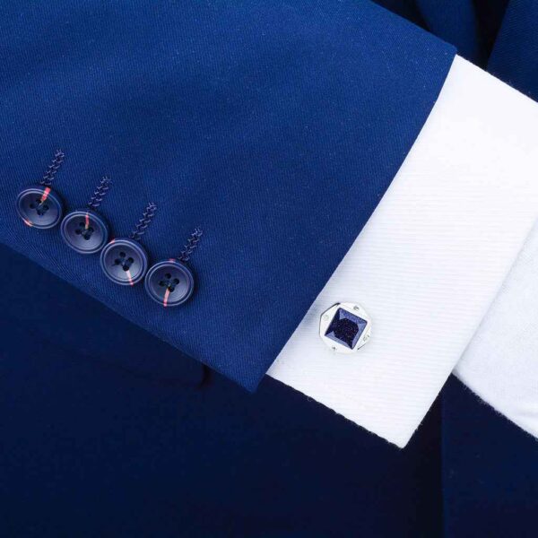 17mm Lucky Blue Sandstone Cufflinks