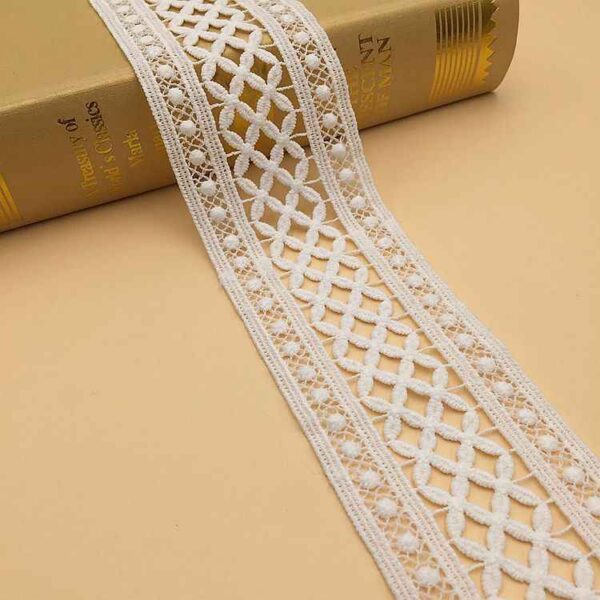 6/8.5cm Black White Milk Fiber Embroidered Lace Trim – 10 Yards