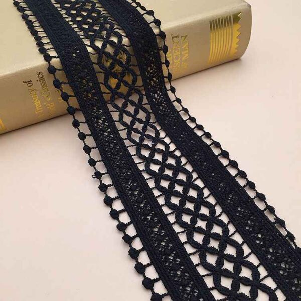 6/8.5cm Black White Milk Fiber Embroidered Lace Trim – 10 Yards