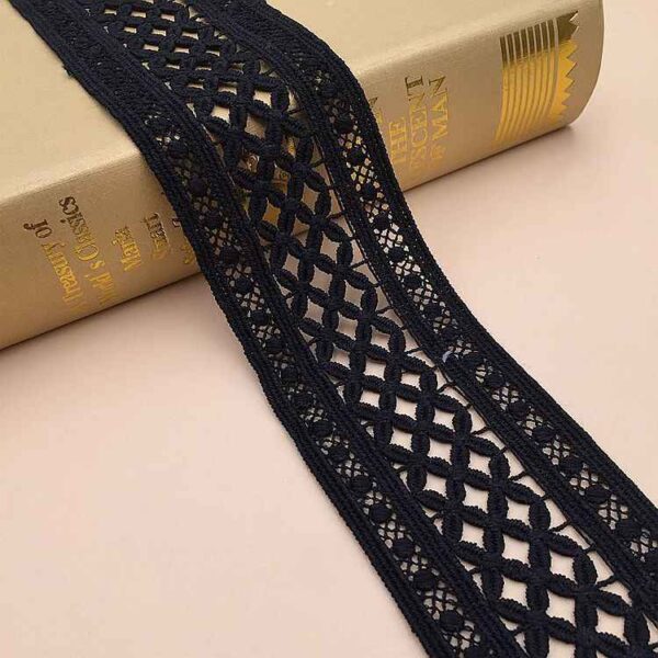 6/8.5cm Black White Milk Fiber Embroidered Lace Trim – 10 Yards