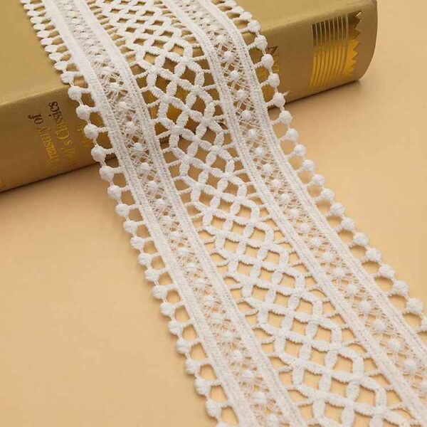 6/8.5cm Black White Milk Fiber Embroidered Lace Trim – 10 Yards