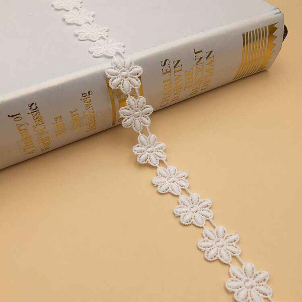 1.5-2.5cm Milk Silk Embroidered Lace Trim for Women’s Fashion 10 Yards