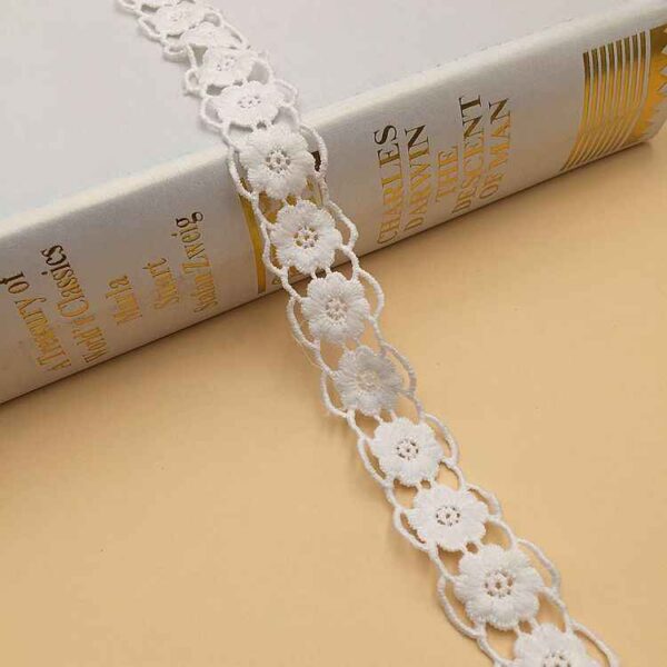 1.5-2.5cm Milk Silk Embroidered Lace Trim for Women’s Fashion 10 Yards