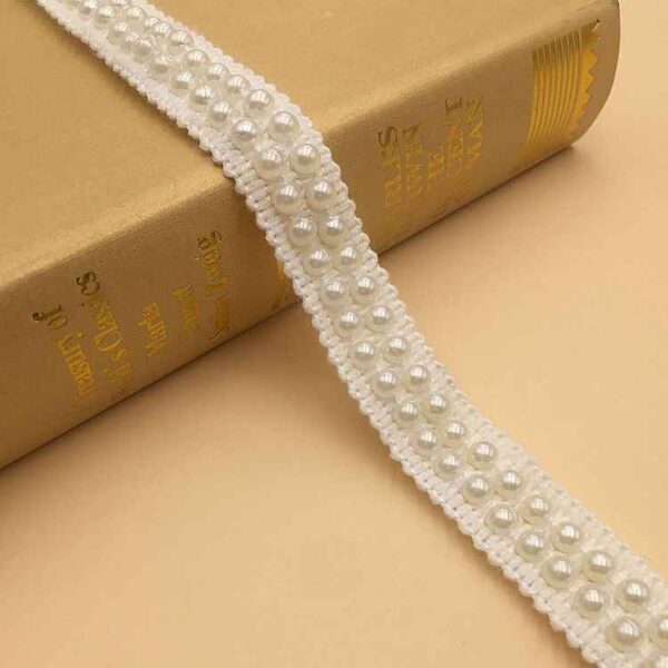 1.5cm/2cm White Pearl Acrylic Crochet Lace Trim – 10 Yards