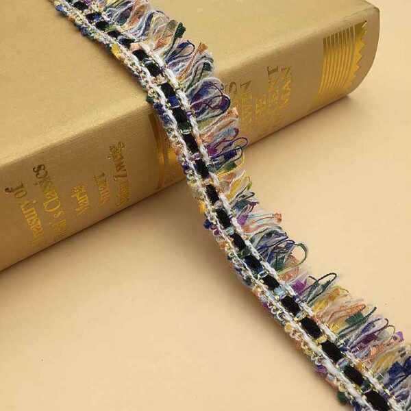 2.5CM Wide Fringe Trim Gold/Silver Woven Ribbon 10 Yards