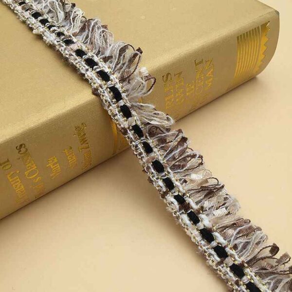 2.5CM Wide Fringe Trim Gold/Silver Woven Ribbon 10 Yards
