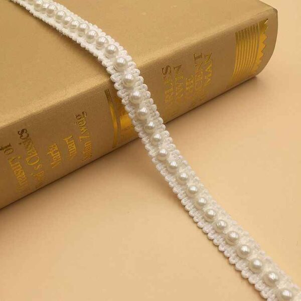 1.3cm White Black Pearl Acrylic Crochet Lace Trim – 10 Yards