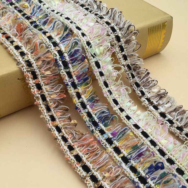2.5CM Wide Fringe Trim Gold/Silver Woven Ribbon 10 Yards
