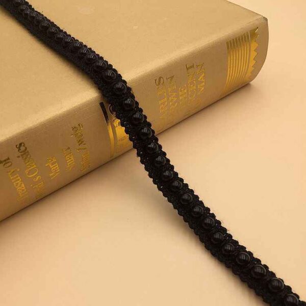 1.3cm White Black Pearl Acrylic Crochet Lace Trim – 10 Yards