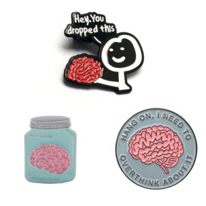 Creative Letter Brain Brooch Pin 3 Pack