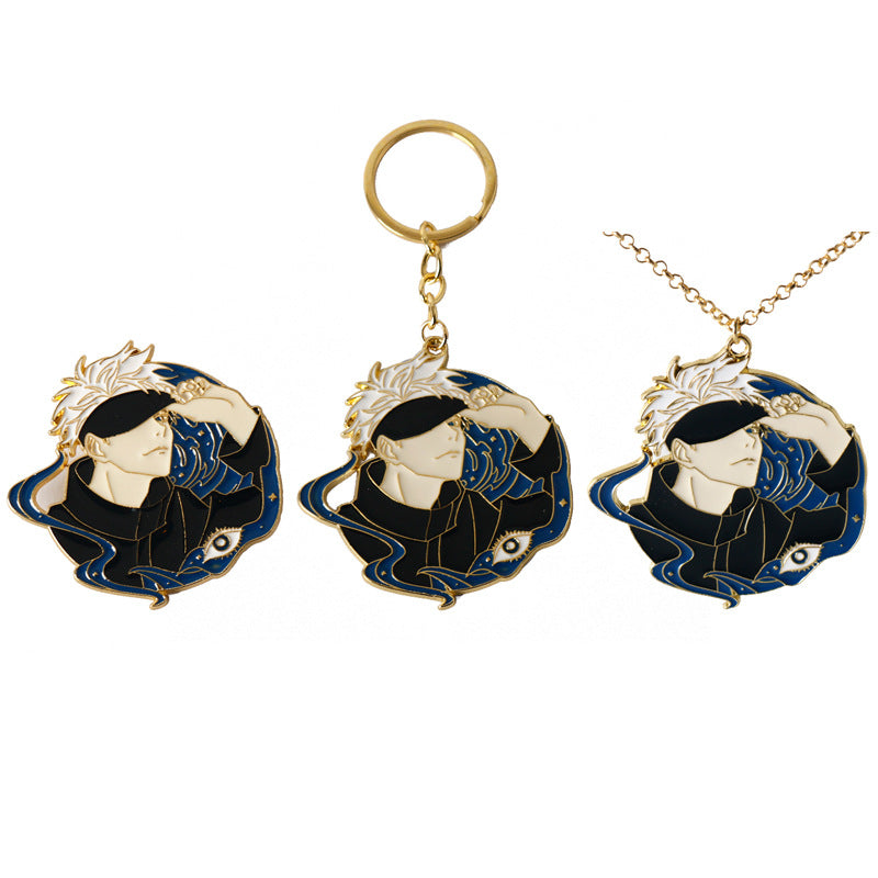 Jujutsu Kaisen Fivetsume Toji Metal Brooch Keyring Necklace 3 Pack
